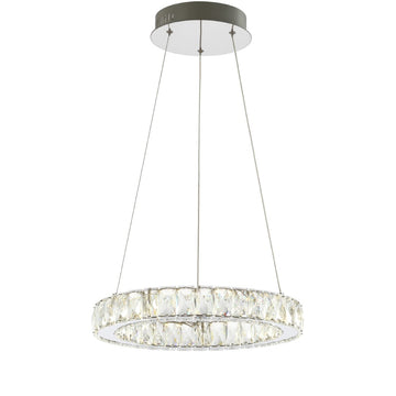 Reese 15.7" Adjustable Integrated LED Metal/Crystal Pendant Pendant - JONATHAN Y